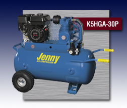 Jenny Single Staged Wheeled Portable Gasoline Engine Air Compressors - Model K5HGA-30P