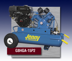 Jenny Single Staged Wheeled Portable Gasoline Engine Air Compressors - Models G8HGA-15P2